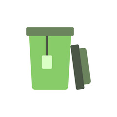 Green drink cup icon for hot liquid, offering cozy warmth on transparent background