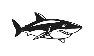 Aggressive shark illustration, cartoon predator, ocean animal design, dangerous sea creature