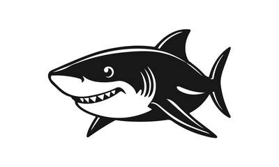 Aggressive shark illustration, cartoon predator, ocean animal design, dangerous sea creature