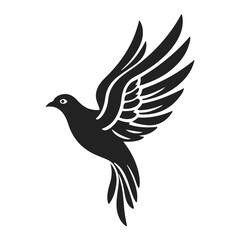 Dove logo, peace symbol, bird silhouette, flying pigeon, freedom icon, vector illustration	