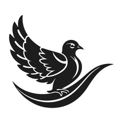 Dove logo, peace symbol, bird silhouette, flying pigeon, freedom icon, vector illustration	
