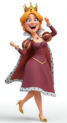 Exuberant cartoon queen celebrates victory