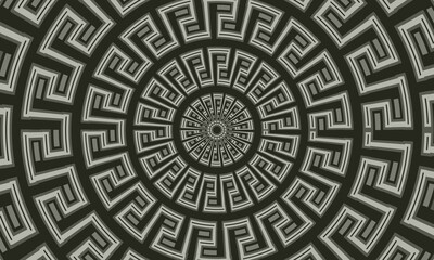 Abstract circle greek mandala ethnic pattern. round vintage art.