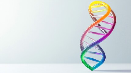 Rainbow DNA Model on Light Background, Genetics, Biology