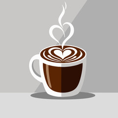  Hot Coffee Mug with Heart Latte Art