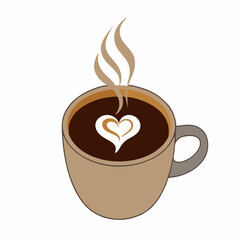  Hot Coffee Mug with Heart Latte Art