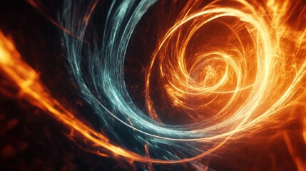 Abstract swirling fire and ice vortex background
