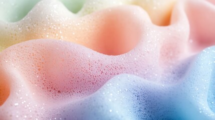 Obraz premium Photograph of iridescent bubble foam in rainbow hues, creating a vibrant, textured surface.