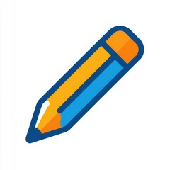 Orange and Blue Pencil Icon: Modern Flat Design for App & Website UI