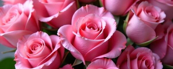 Fototapeta premium Pink rose nestled in heart-shaped arrangement , beautiful, rose bouquet