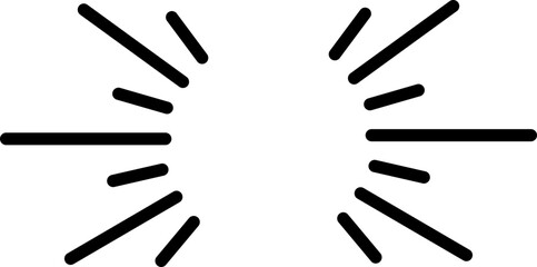 Doodle shine sunburst sparkle ray icon in line. isolated on transparent background