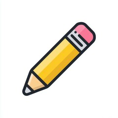 Yellow Pencil Icon: Modern Flat Design for Web and Mobile Apps
