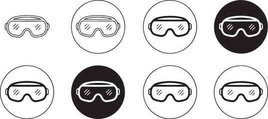 Hand Drawn Goggles Icons Set in Black and White