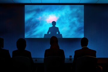 Fototapeta premium Corporate Business Meeting. Businesswoman Leading Conference Room Discussion