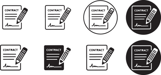 Contract Signing Icon Set Various Styles and Formats