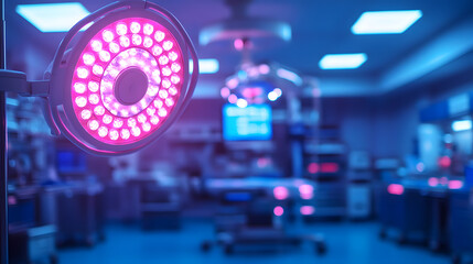 advanced surgical operating room lights brightly illuminating medical theatre