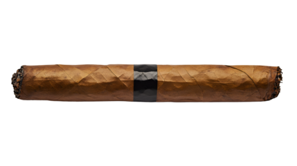 Elegant Cigar on White with Black Band Isolated Background