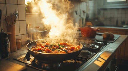 A kitchen timer counts down during an exciting live cookoff, adding tension and excitement to the culinary competition.