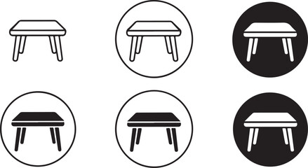 Simple Table Icon Set in Various Styles and Colors