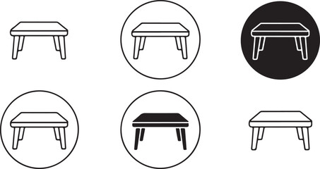 Simple Table Icon Set Line Art and Filled Variations