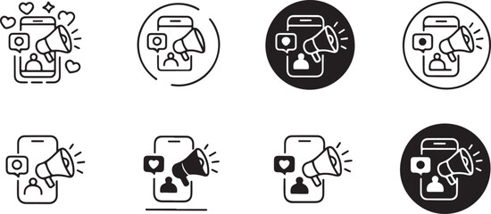 Mobile Phone Social Media Marketing Promotion Icons