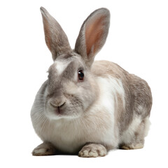 Fototapeta premium Close-up of a Soft and Adorable Gray and White Rabbit Resting
