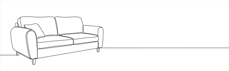 Sofa continuous one line drawing. Hand drawn furniture concept. © drawing lines