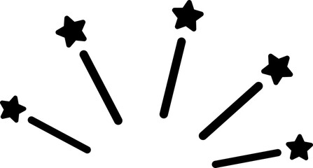 Doodle shine sunburst sparkle ray icon in line. isolated on transparent background