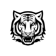 black and white tiger head logo abstract
