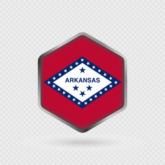 Arkansas State Flag Icon in Hexagon Shape.