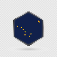 Alaska State Flag Icon in Hexagon Shape.