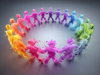 Inclusion infographic and social equity logo, highlighting a group of persons with a gender equality icon, and promoting culture team group values of disability rights and diversity
