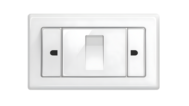 Modern Light Switch on White Background - Isolated Electrical Equipment