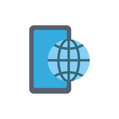 Global connectivity symbolized by stylized phone and earth elements graphics