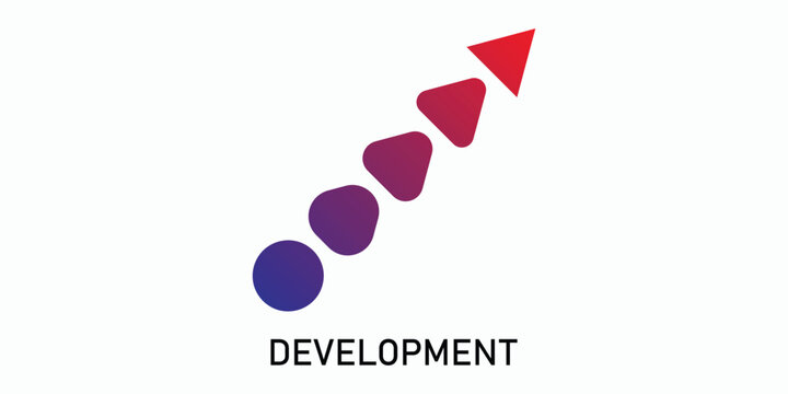 Icon change, transformation, evolution, transformation, coaching. Circle turns into up arrow. Vector illustration