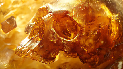 Goat skull under red smoky sky high resolution picture