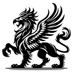 The black and white griffin logo on a white isolated background. Vector graphics. EPS.