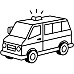 Flashing Ambulance Car Vector Set. Emergency Van Sign, Ambulance Service Icon.