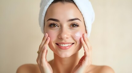 Woman Enjoying Skincare Routine - Daily Facial Care Procedure