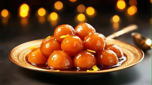Gulab Jamun dessert on background