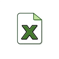 Obraz premium Green X Icon on Document: Flat Design File Cancel, Delete or Error Symbol