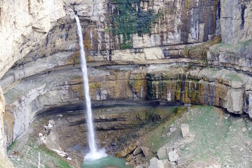 Tobot waterfall in Dagestan. A natural object.