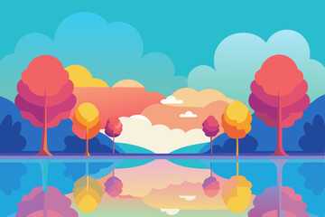 landscape with trees and clouds