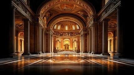 Obraz premium Golden Grandeur: A Majestic Interior of a Classical Church