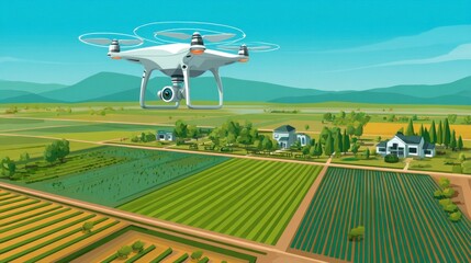 Fototapeta premium Drone Above Agricultural Fields