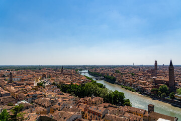Verona, Italy &ndash; Panoramic View Over Adige River and Historic Cityscape &ndash; May 2, 2025