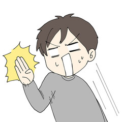 ツッコミを入れる男性