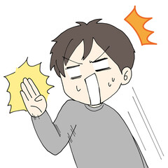 ツッコミを入れる男性 漫符