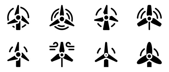 Wind energy. Wind energy icon. Windmill with turbine. Wind fan icon. Alternative eco electric power. Logo isolated on white background for production of electricity. Vector illustration. EPS 10