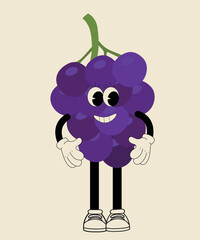 Flat Design Illustration with Character Fun Grape